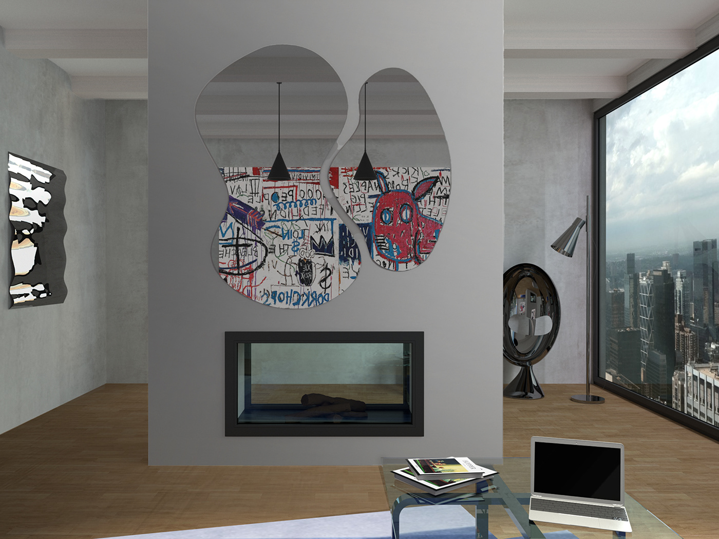 design interior design  Render LOFT nineties industrial design  3D vray 3d modeling living room