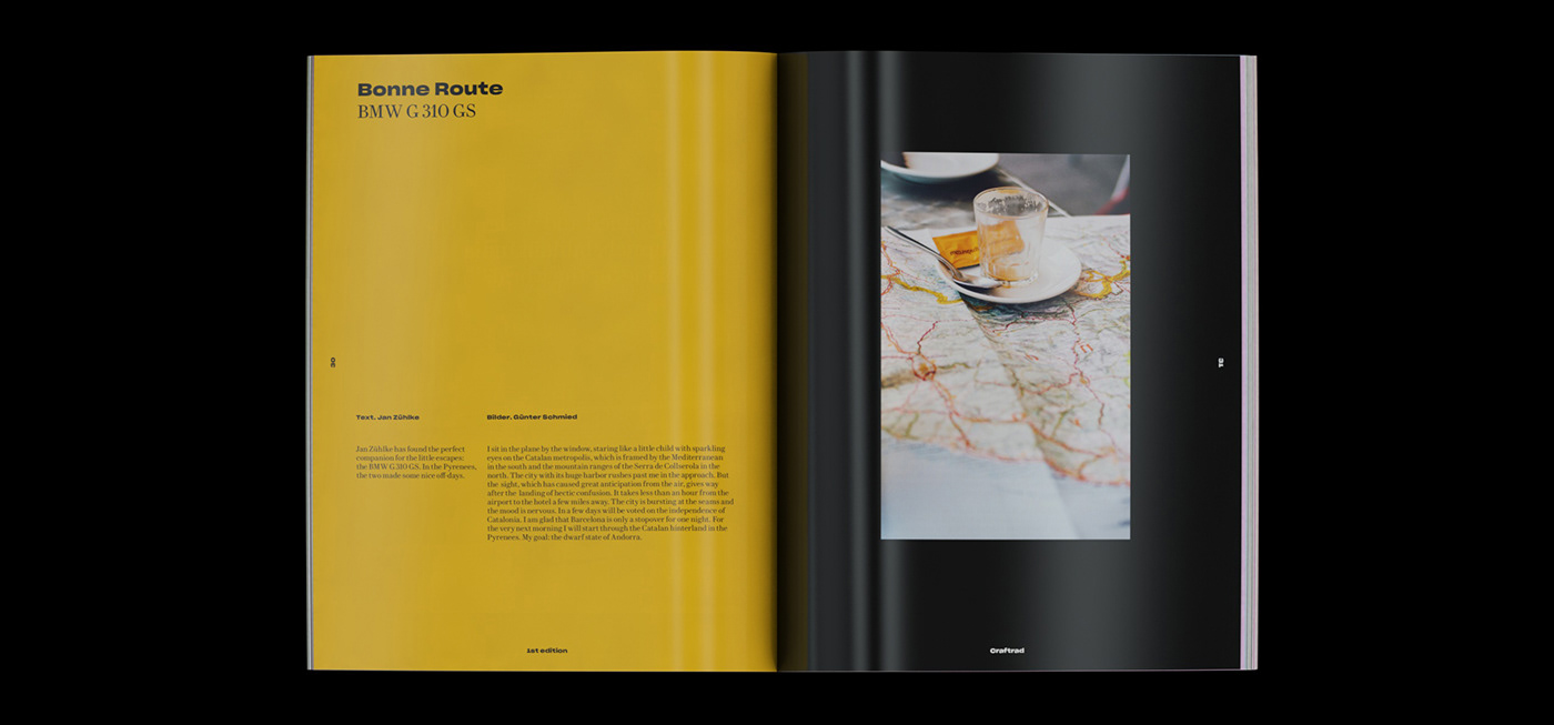 editorial grid colors orange motorcycle Travel lifestyle magazine craftrad germany