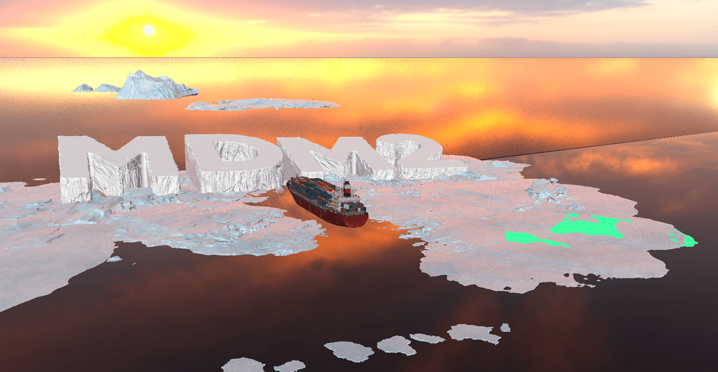 ice iceberg Landscape sculpture ship snow sunset water boat CGI