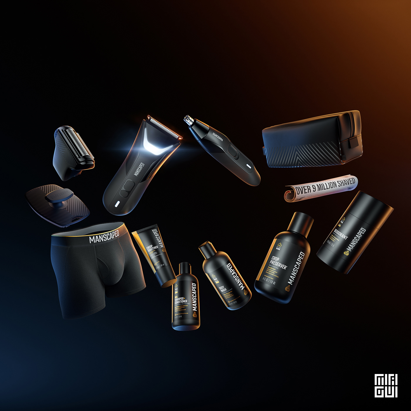 photoshop 3D CGI product design  abstract shaver Digital Art  manscaped Miagui retouch