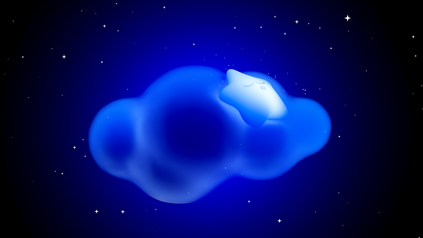 simple cute clouds star Space  Character digital illustration game design  3D Character cute character