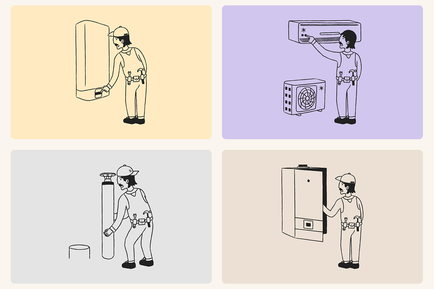 airconditioner heat worker construction online store merchandise Logo Design visual identity Brand Design heater