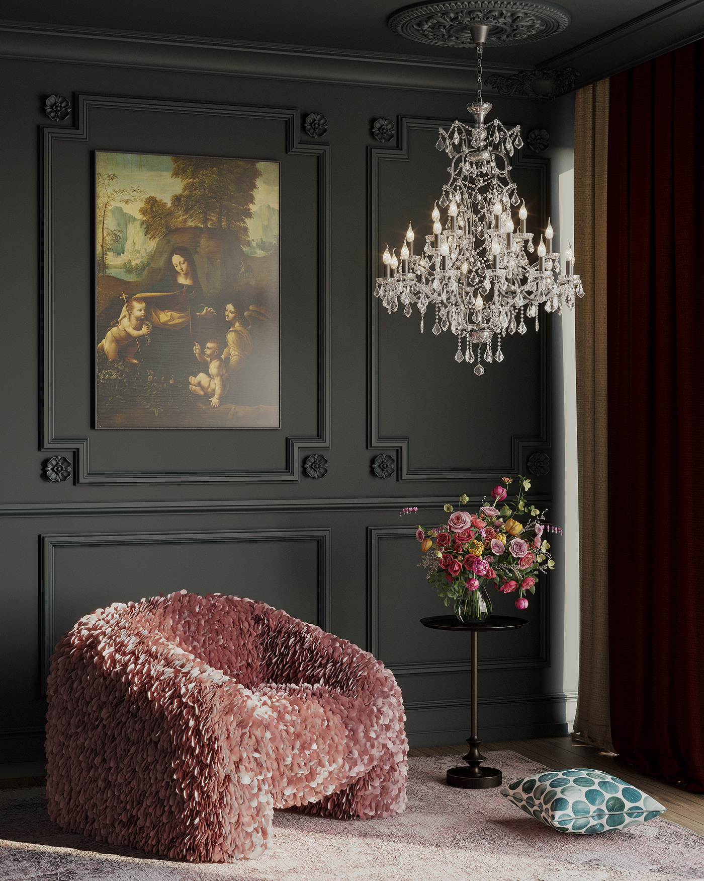 3D designing 3dsmax corona hortensiaarmchair interior design  living room MOOOI realistic renders  Render visualization