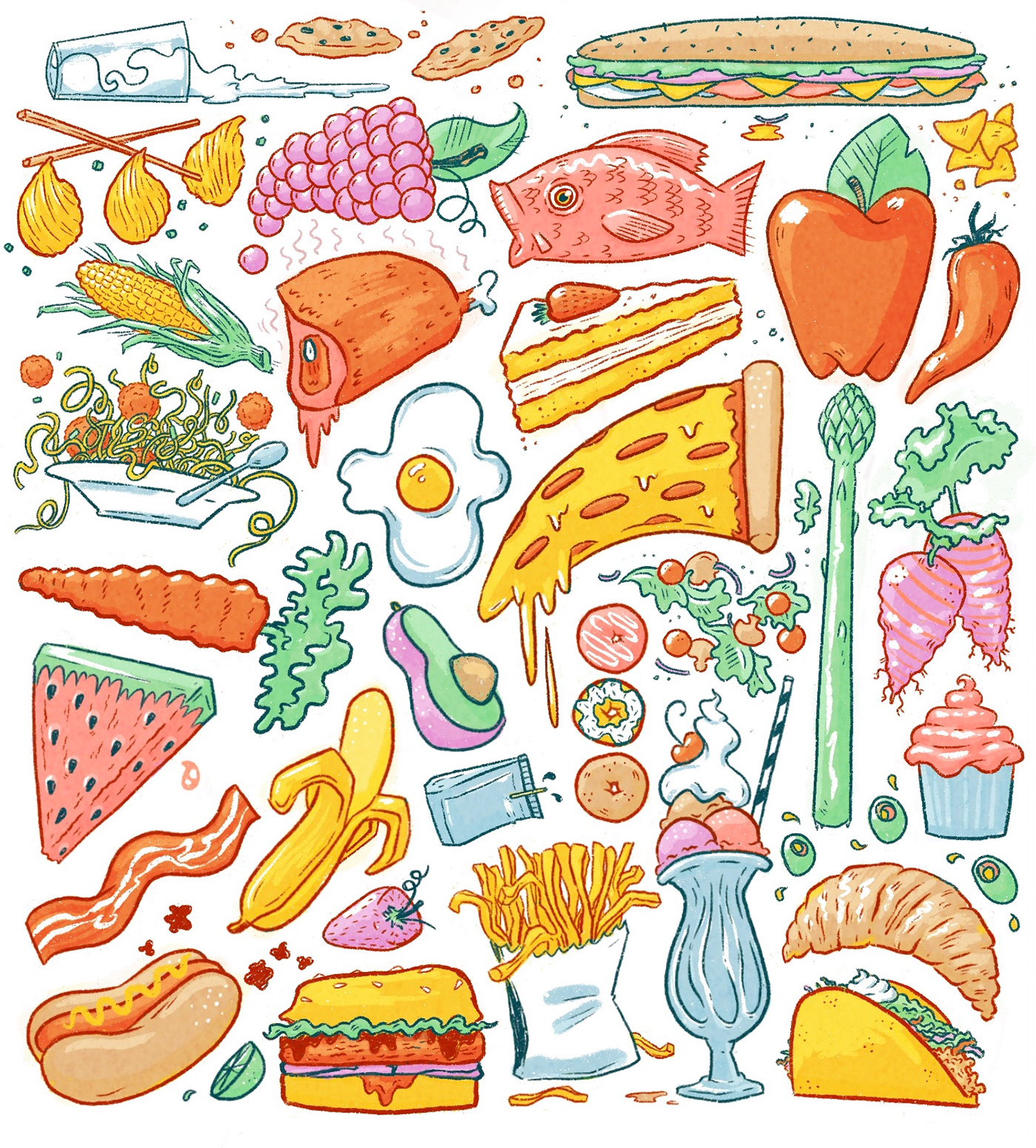Food  Character Character design  crowd digital editorial portrait menu Culinary magazine