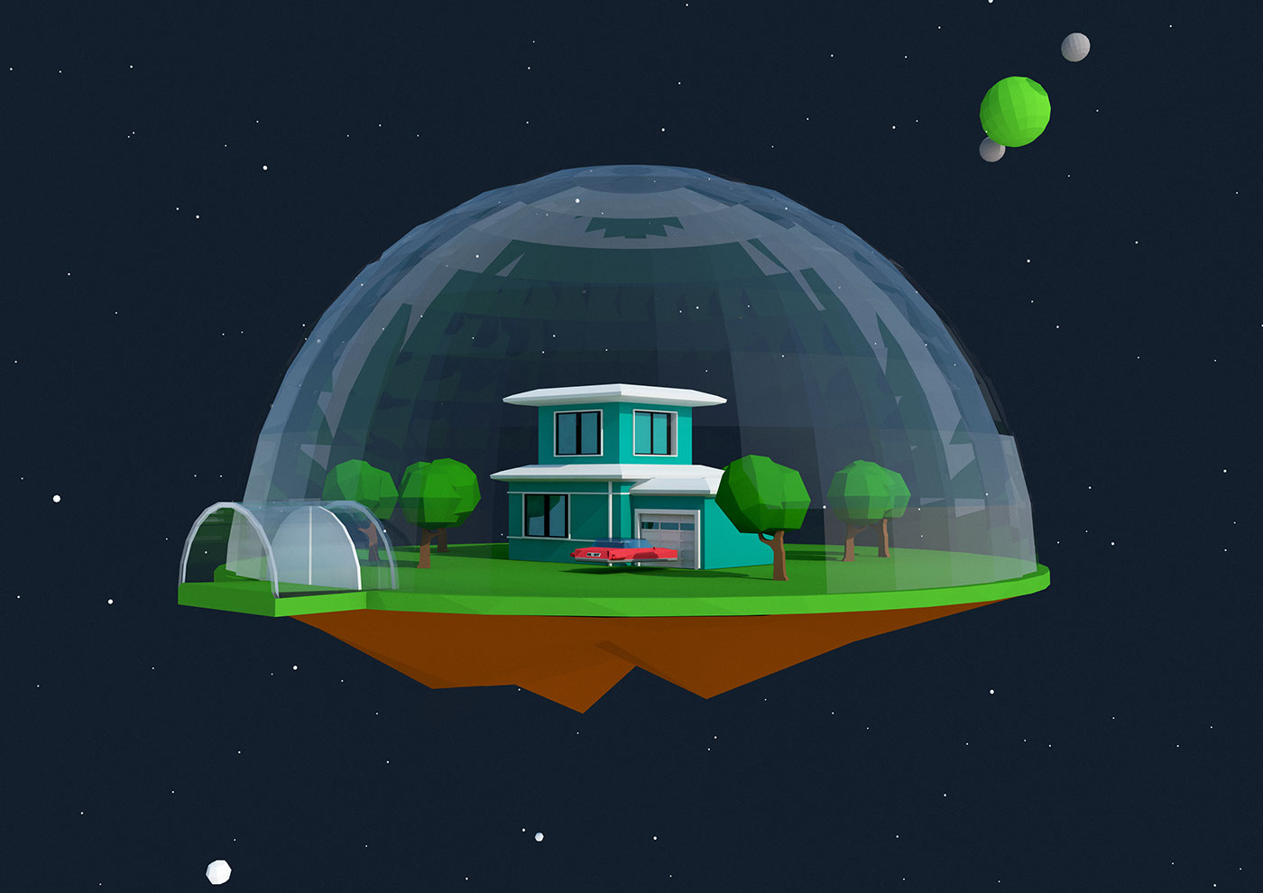 dome universe district lowpoly Low Poly 3D house Villa Space  FUTURISM future