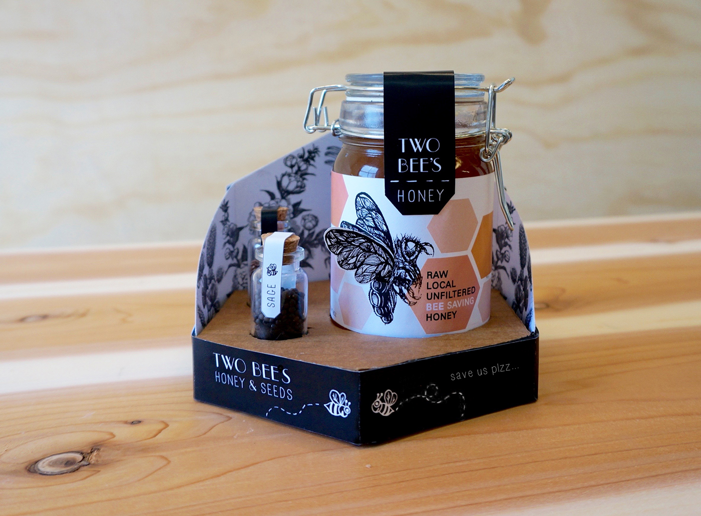 honey save the bees bees seeds Sage Thyme social project packaging design
