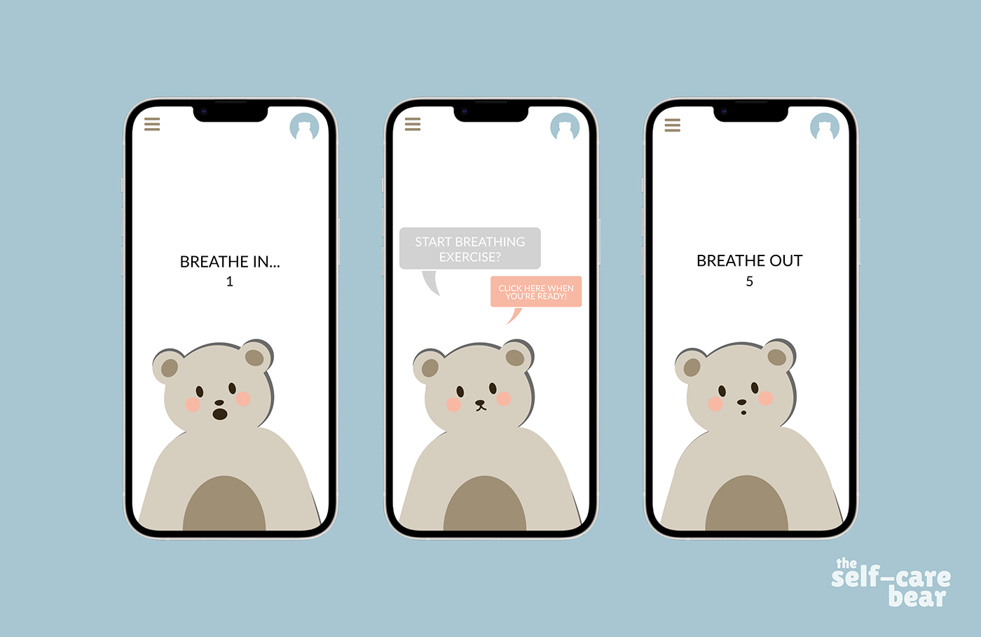 app app design bear ui design UX design self care