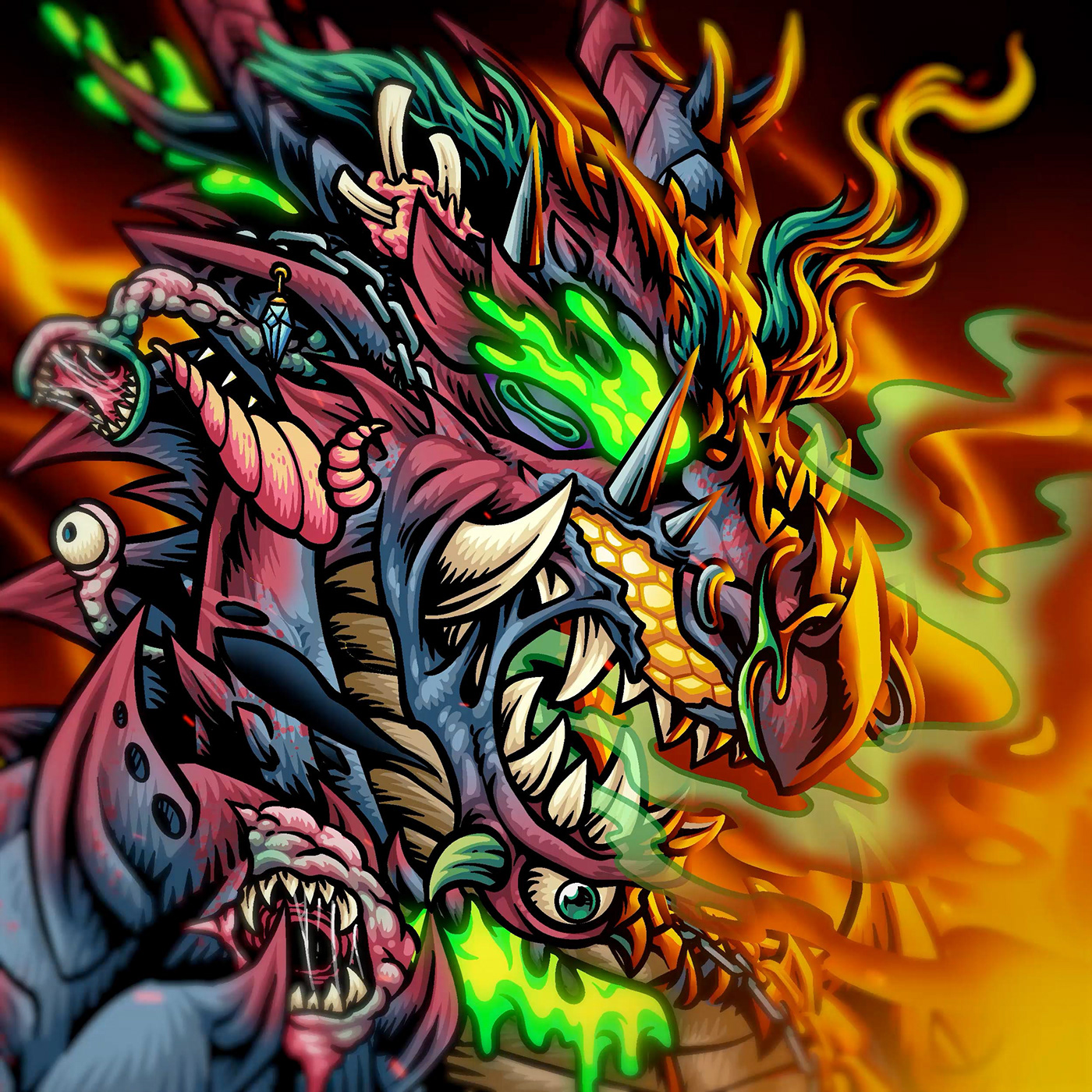 cartoon digital illustration dragon mutant monster morphing Transformation animation  motion graphics 
