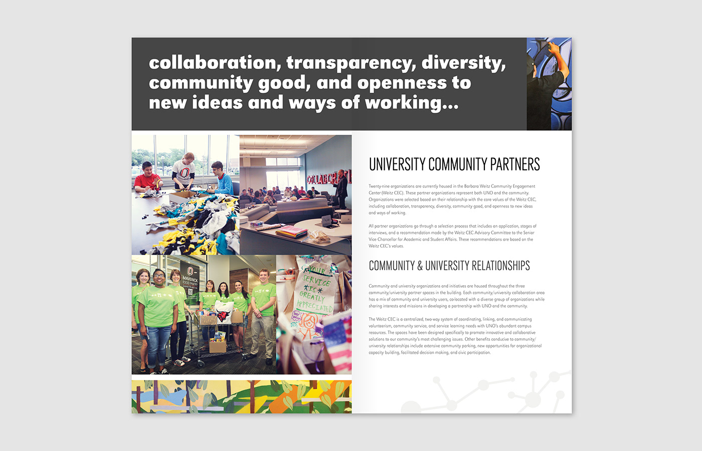 artwork brochure college community Education engagement service tiered University viewbook