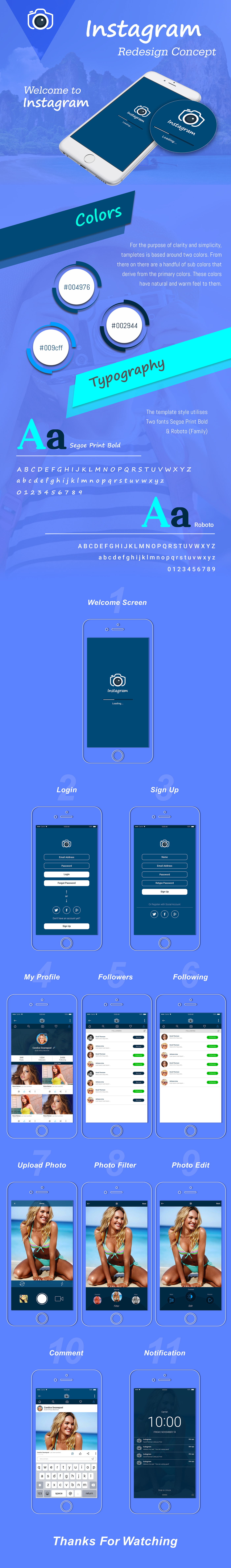 instagram redesign application UI iphone psd creative