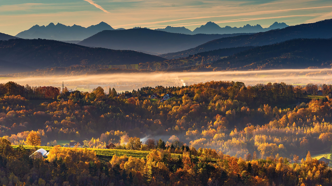 autumn mountains poland tatra view