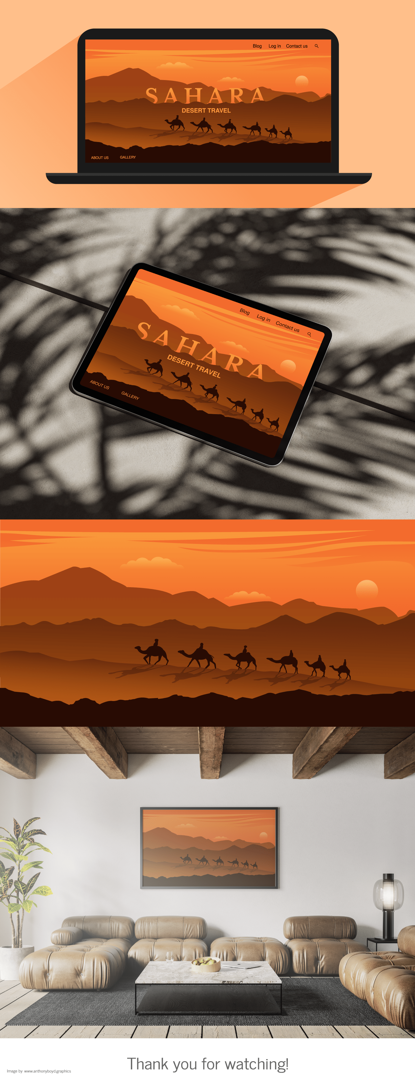 Silhouette background vector Website landing page sahara desert