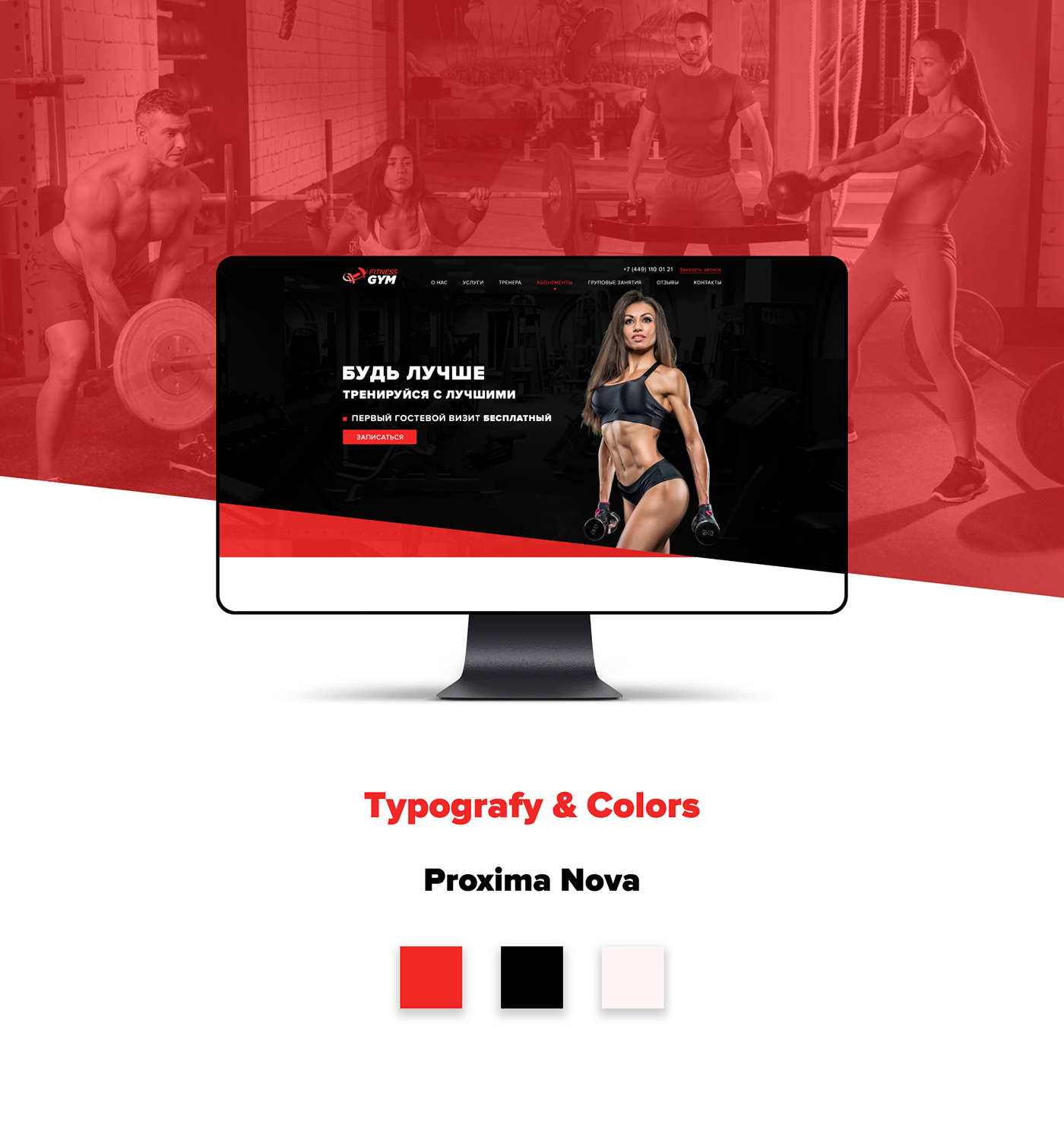 fitness landing page gym sport design workout Health Web UI redesign