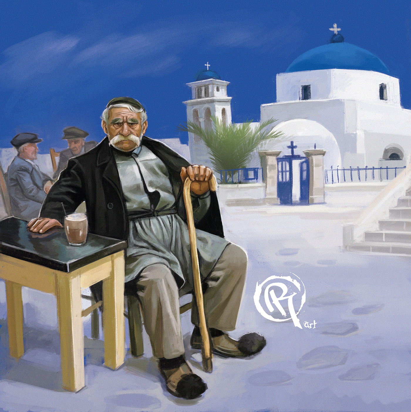 digital illustration Greece greek Greek Culture greek grandpa greek life style ILLUSTRATION 