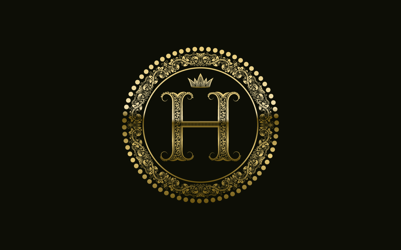 logo monogram vintage vector round wreath royal brand symbol letter
