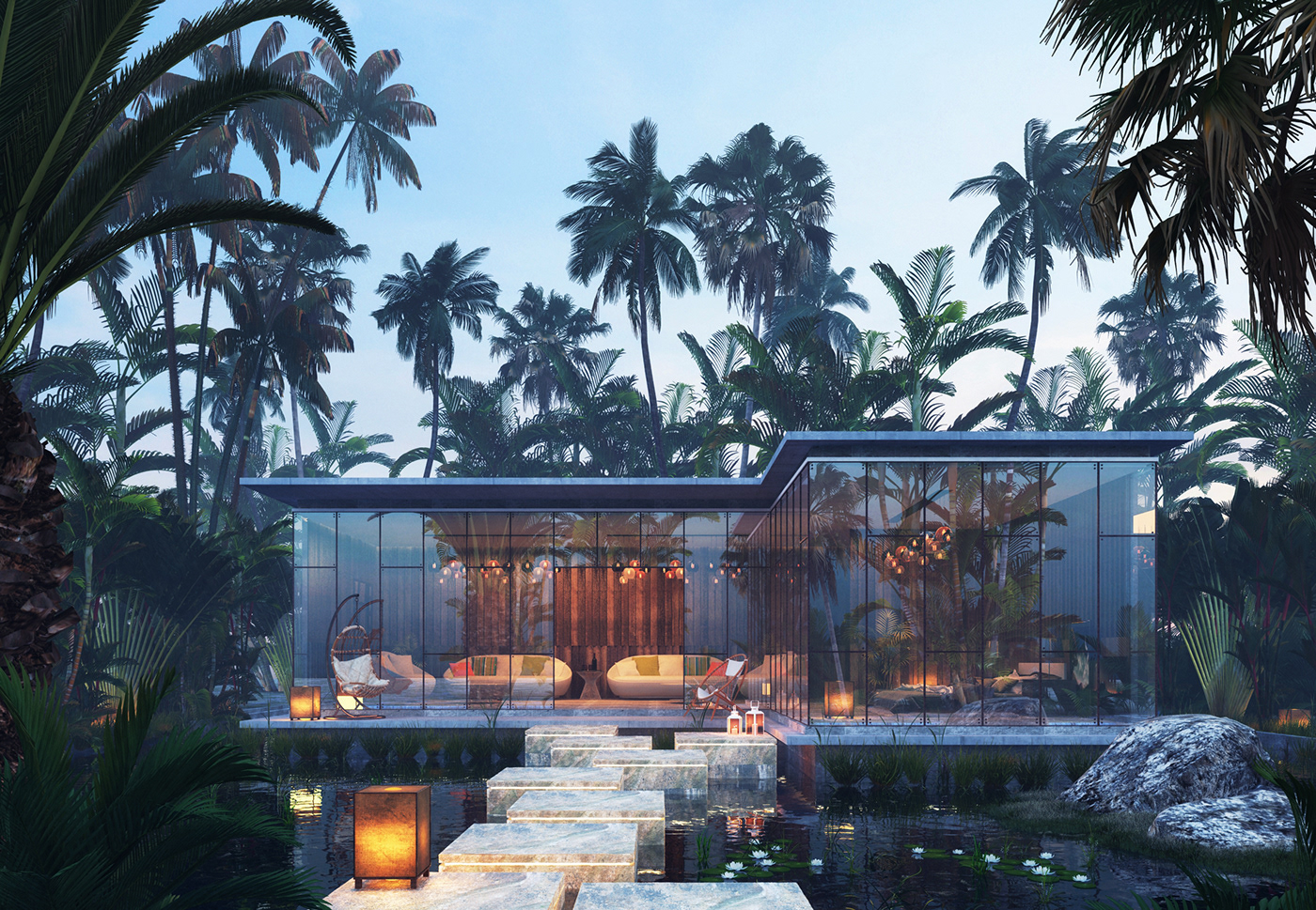 architecture Render visualization bali Tropical resort paradise