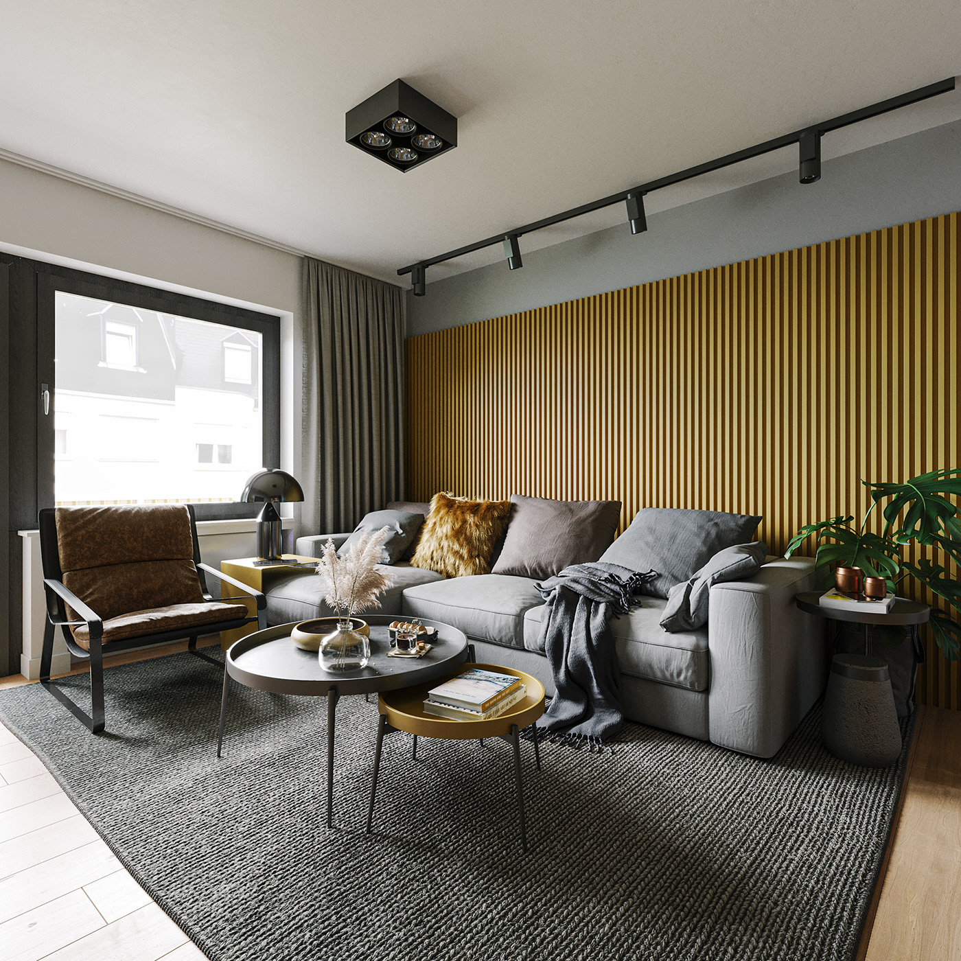 3dmax color contrast corona dark details livingroom overcast Render yellow