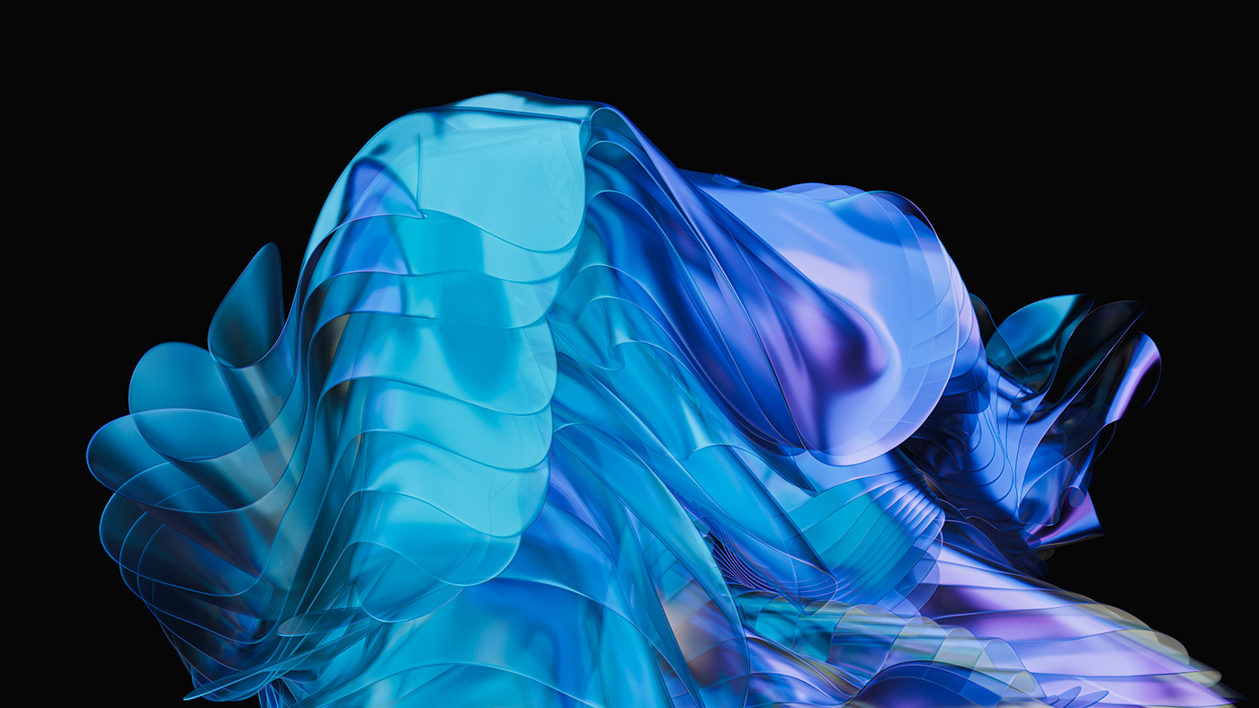3D CGI wavy holographic wallpaper iridescent background metallic abstract fluid
