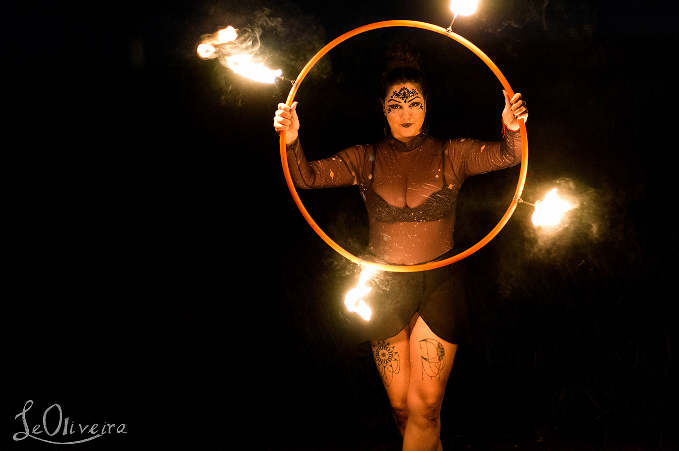 dancer fire hula hoop photoshoot