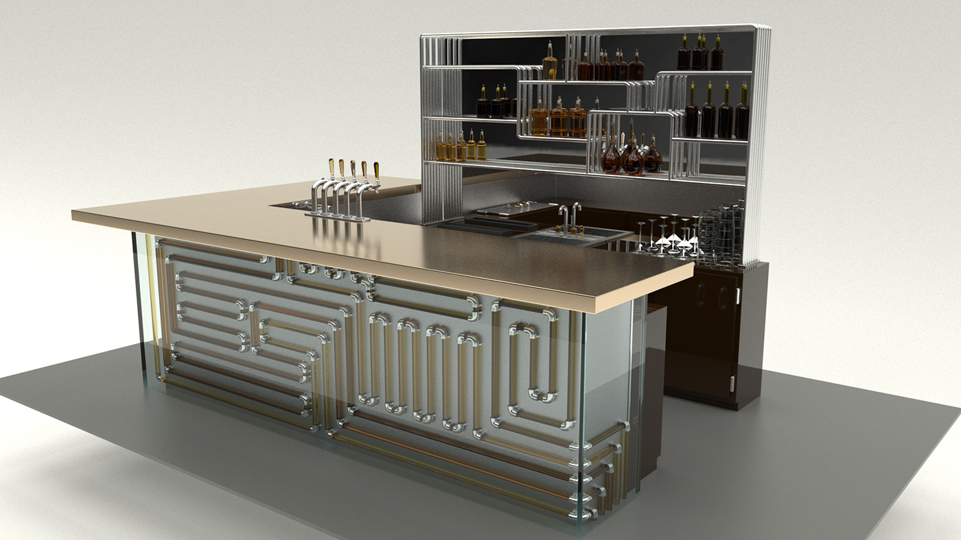 Maya redshift 3D model 3D 3d design digital design furniture furniture design  bar modern