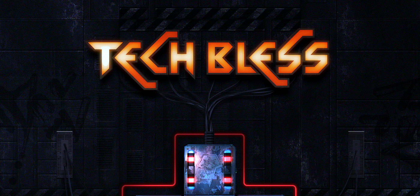 tech Cyberpunk glow bless future cross dont try neon cube sign