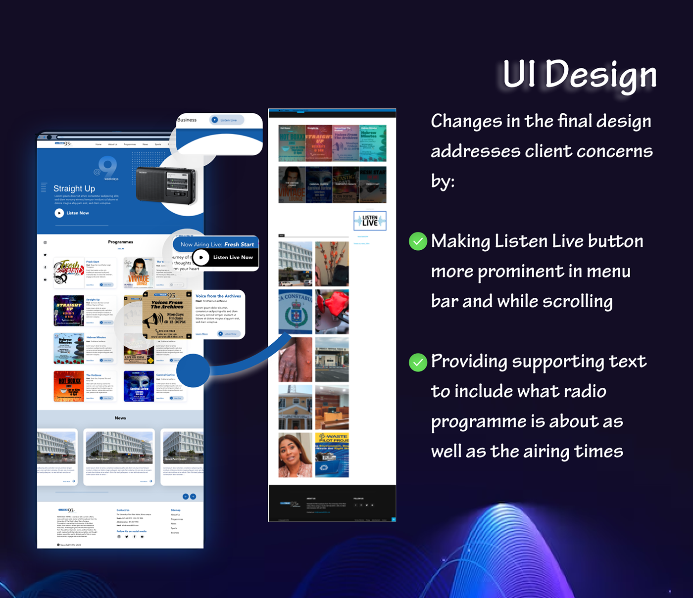 Radio Web Design  UI/UX landing page UX design user interface redesign Website user experience UX Research
