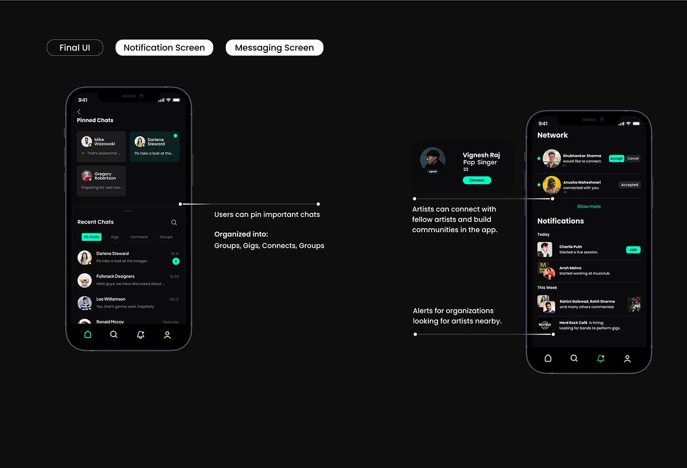 UI UI/UX Figma musicians design app community app ui design Mobile app user interface