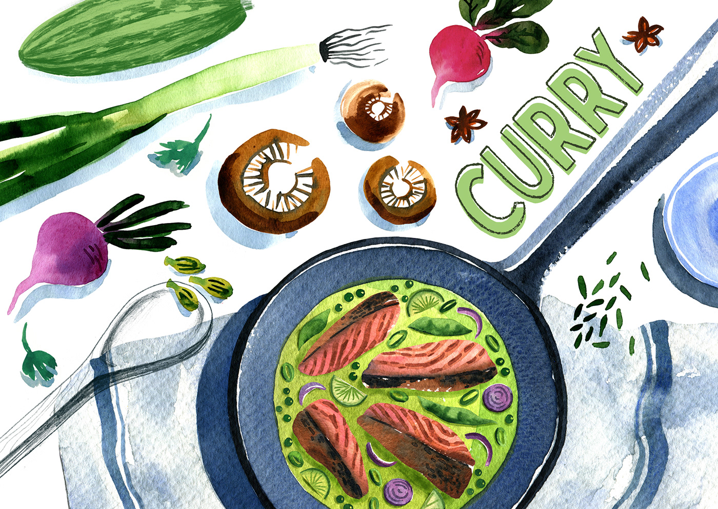 book cover cookbook cooking Food  food illustration ILLUSTRATION  Pasta recipe watercolor watercolour