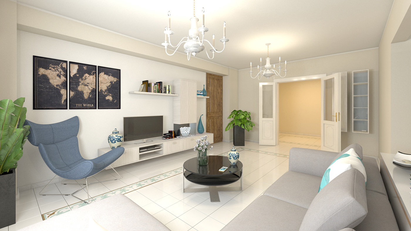 interior design  architecture Proposal furniture rendering survey before after finished