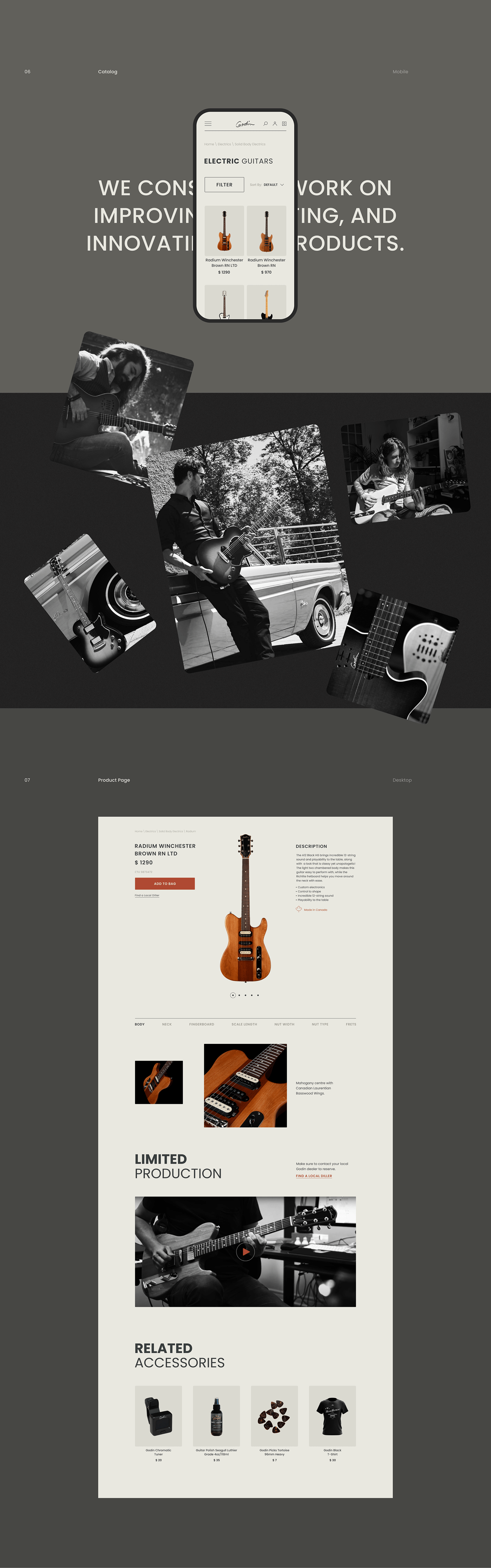 concept design e-commerce guitar guitar magazine redesign UI/UX WEB дизайн Website онлайн магазин