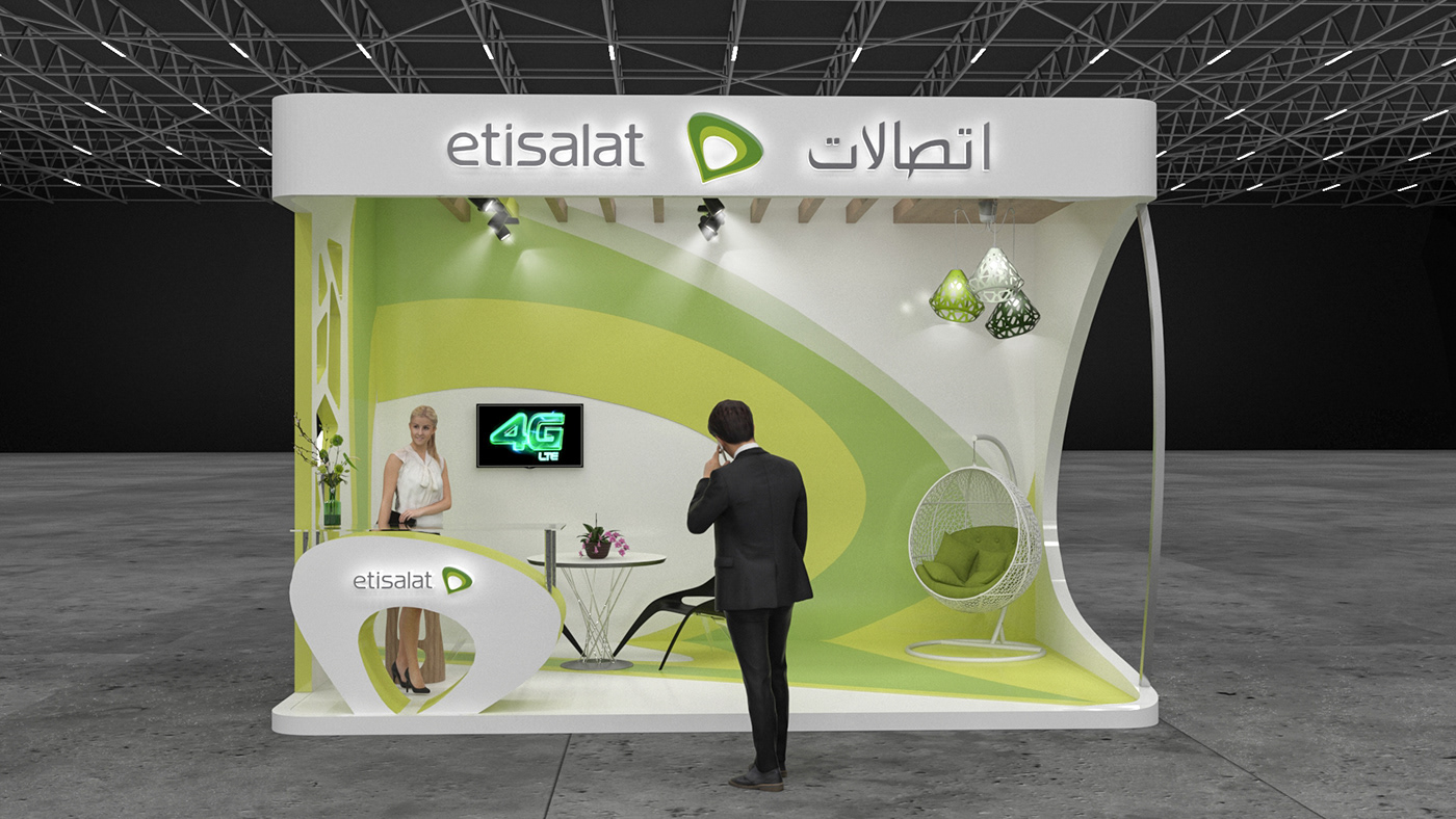 etisalat Exhibition Design  booth design high detail counter design Lighting Units organic architecture organic booth design