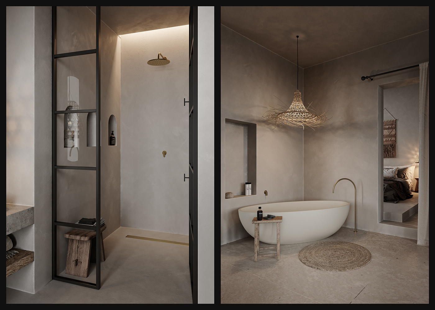 3ds max architecture archviz bedroom corona Interior interior design  Render visualization Wabi Sabi