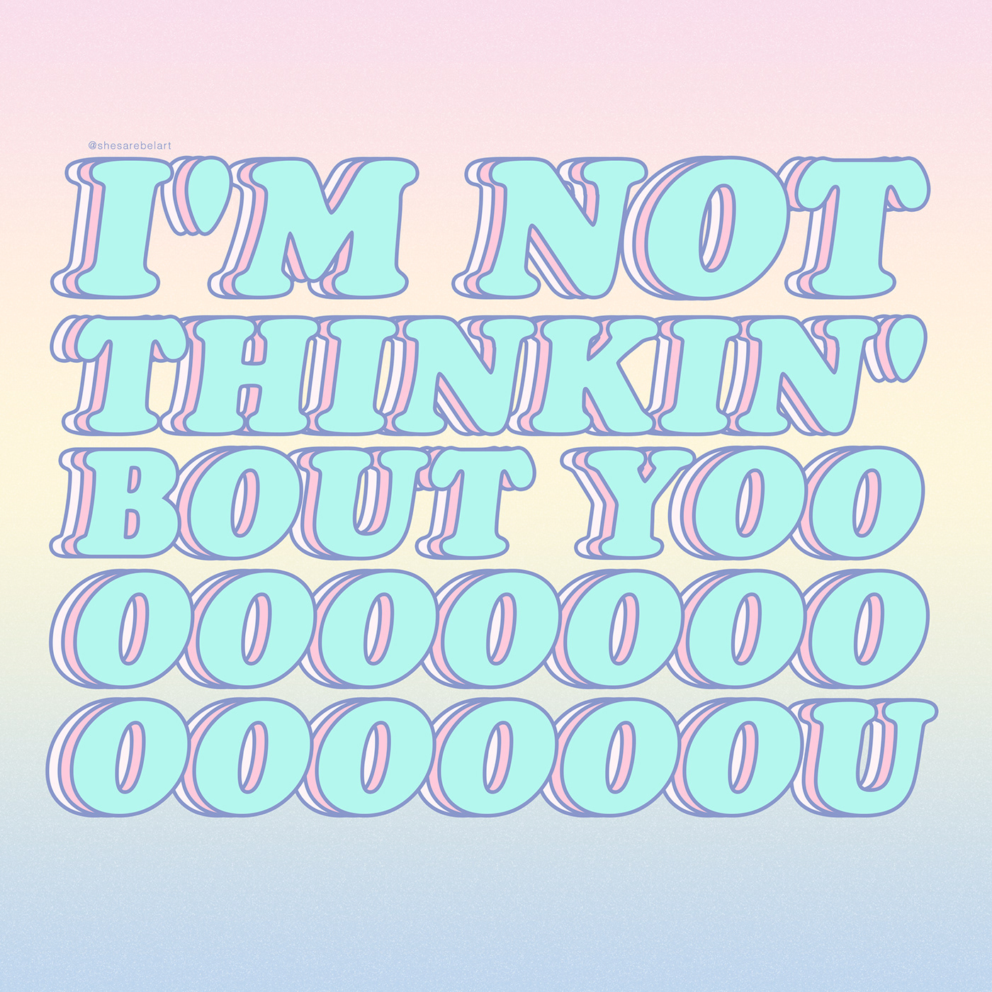 aesthetic Ruel Not Thinkin' Bout You pastel colors typography   vaporwave art