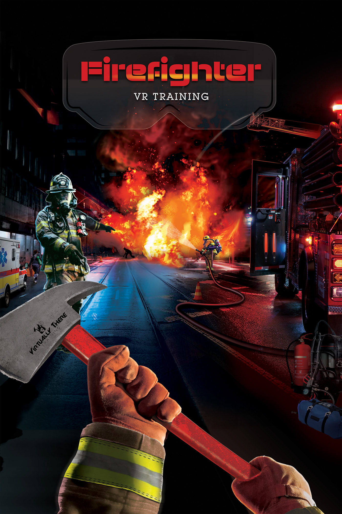 Digital illustration and poster design for a Firefighter training VR software