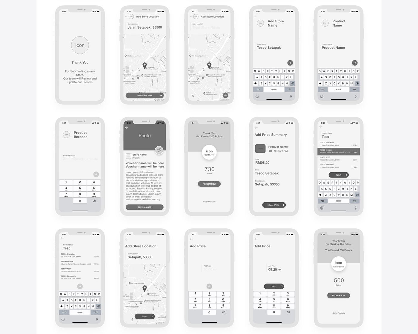 pricetag app app design prototype wireframe ios ui markets UI android Grocery