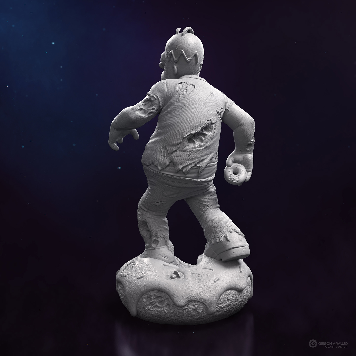 Homer simpsons zombie 3D collectible Zbrush figure fanart