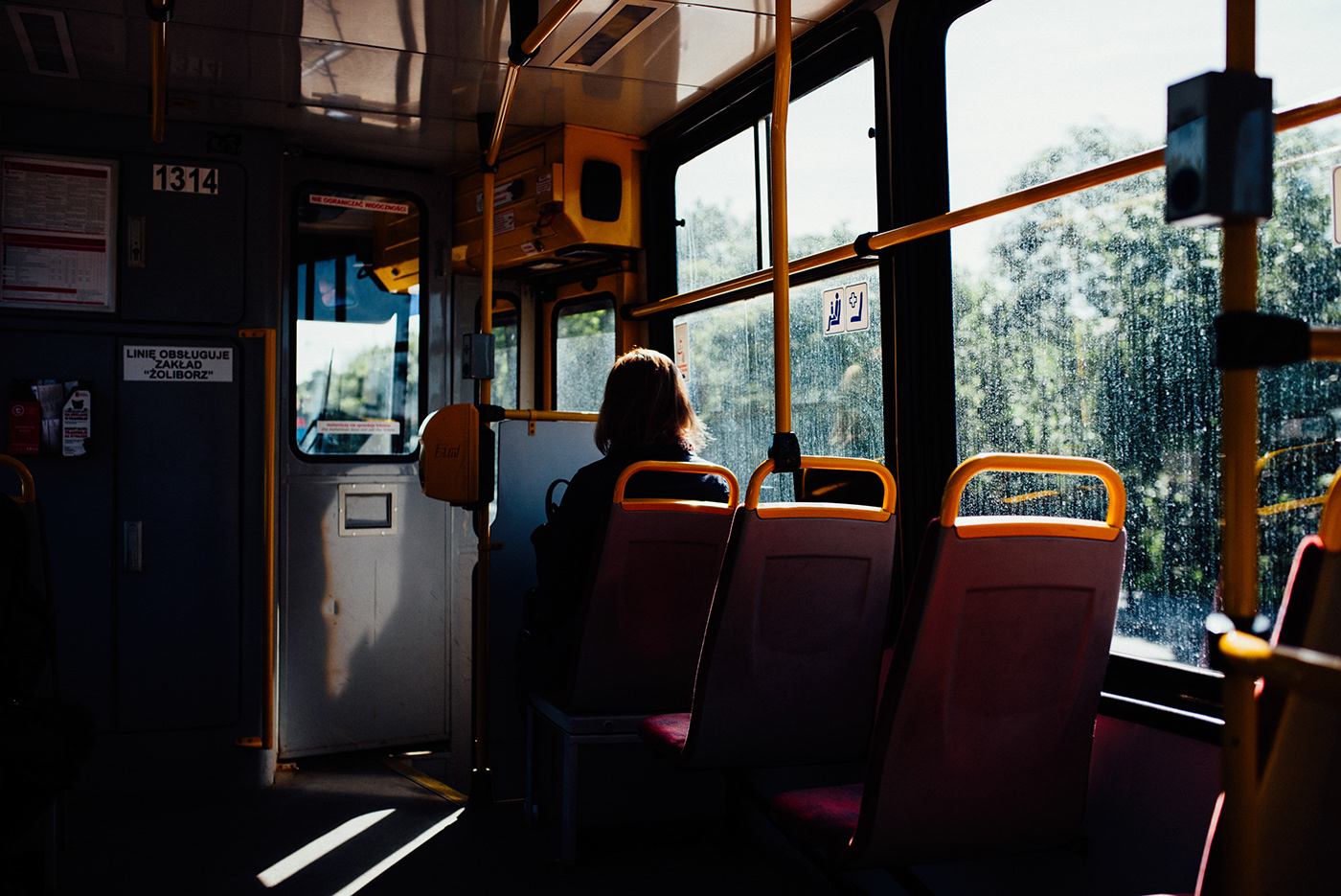 tram Street Nikon warsaw poland Window reflection cinematic commuting