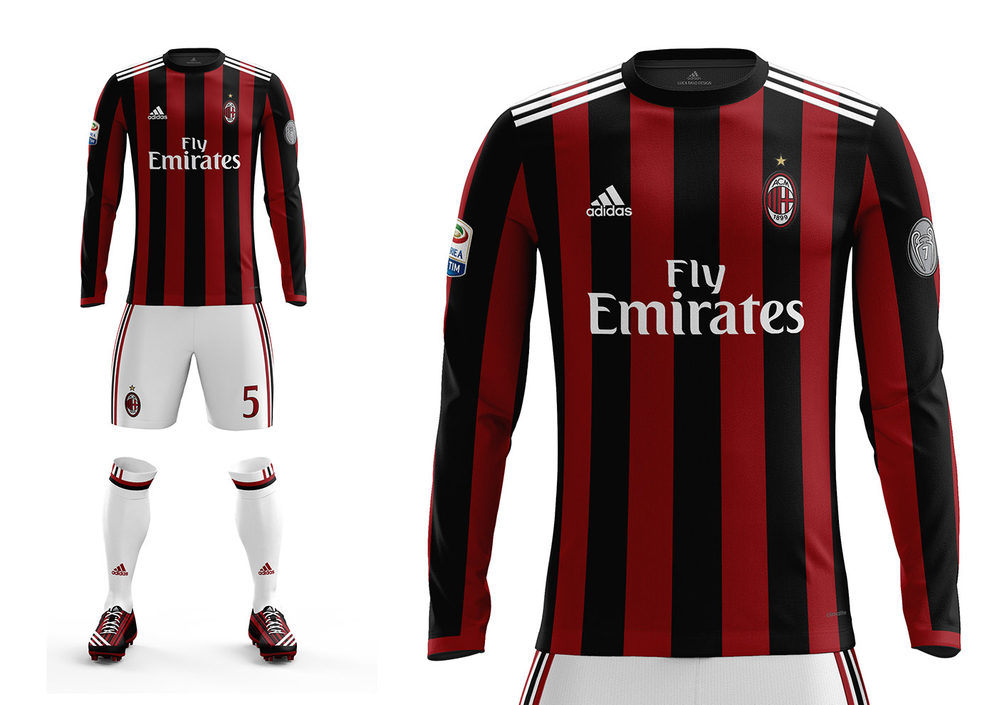 milan Fly Emirates adidas Kit Design kit football Serie A concept rossoneri calcio
