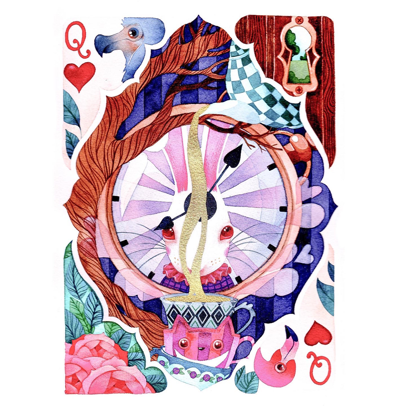 alice Cat cheschire clock dodo flamingo Flowers heart key keyhole queen rabbit redqueen White wonderland