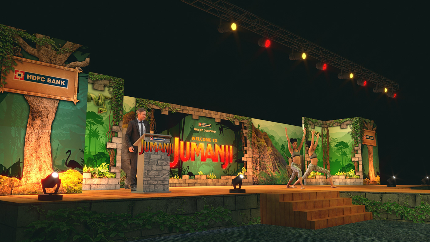 jumanji jungle art direction  STAGE DESIGN Event Design Experiential design set design  3D stage graphic design  award show