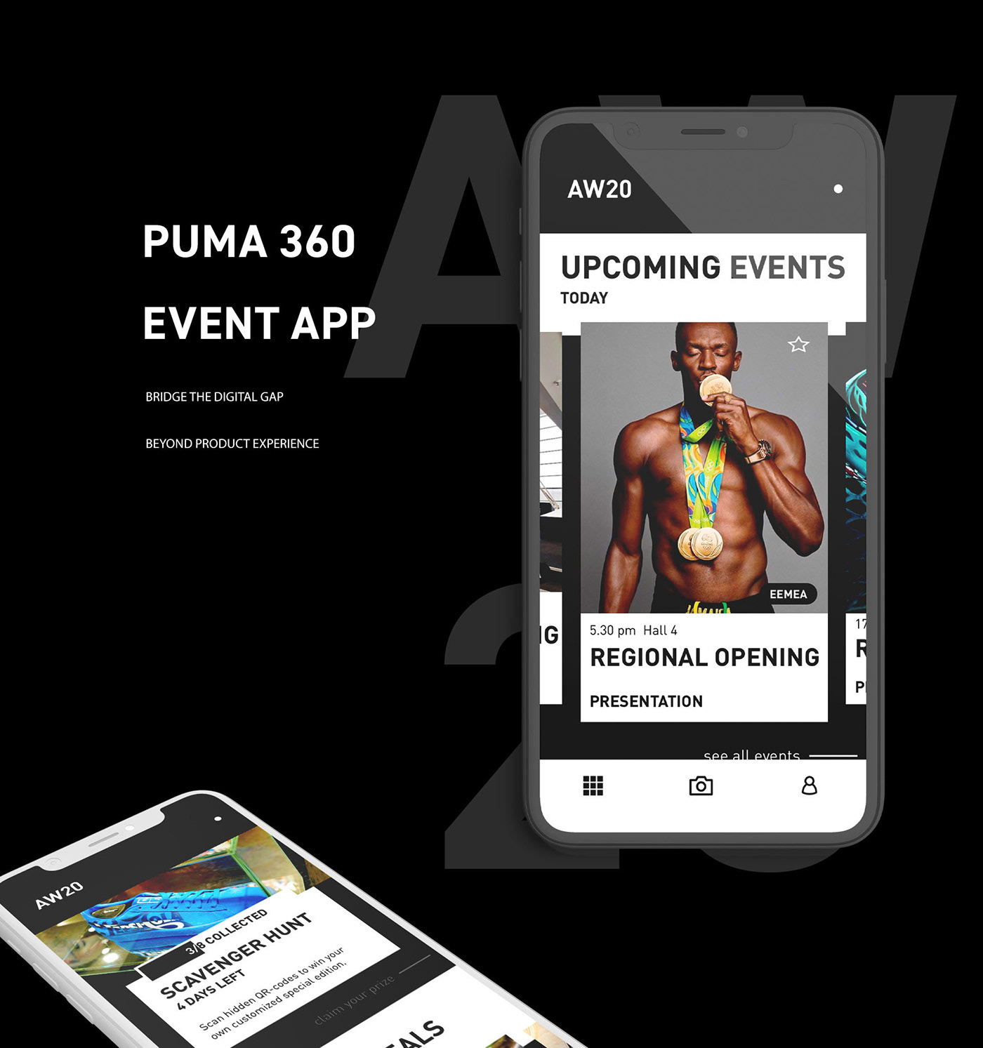 Adobe Portfolio app design brand identity design Event puma sports ui design UI/UX