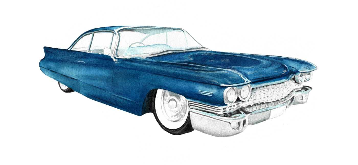 art Cars design Drawing  ILLUSTRATION  print Vehicle vintage watercolors logo