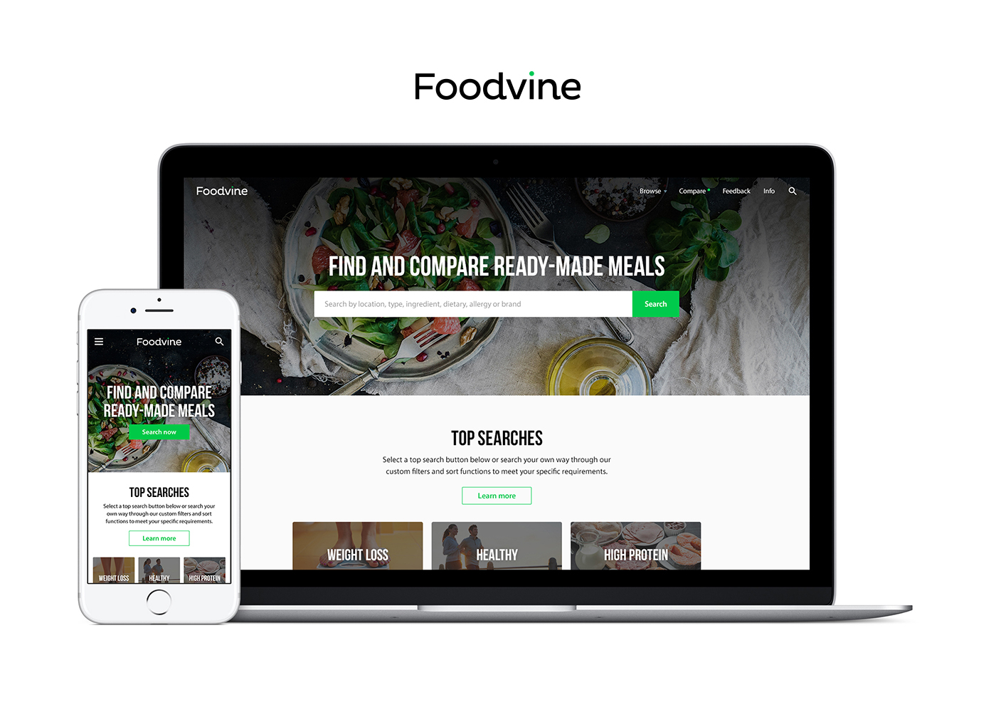 product UI ux Startup app wireframe Responsive foodvine