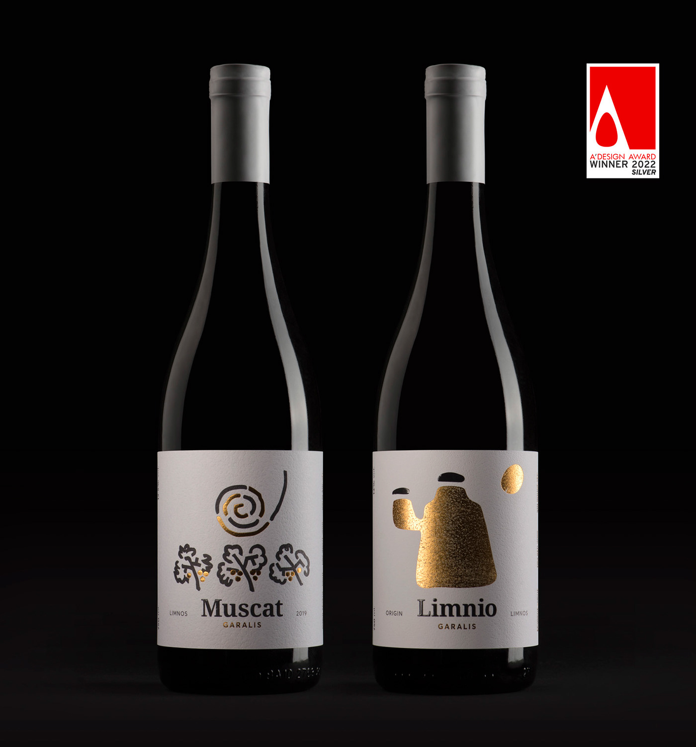 gold foil greek wine Label limnio limnos Muscat Packaging wine wine illustration wine packacking