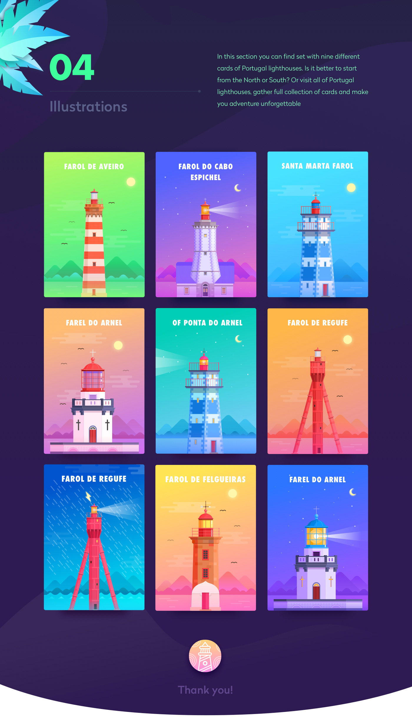 Appdesign UI ux design flat illustrations icons lighthouses Portugal iphone