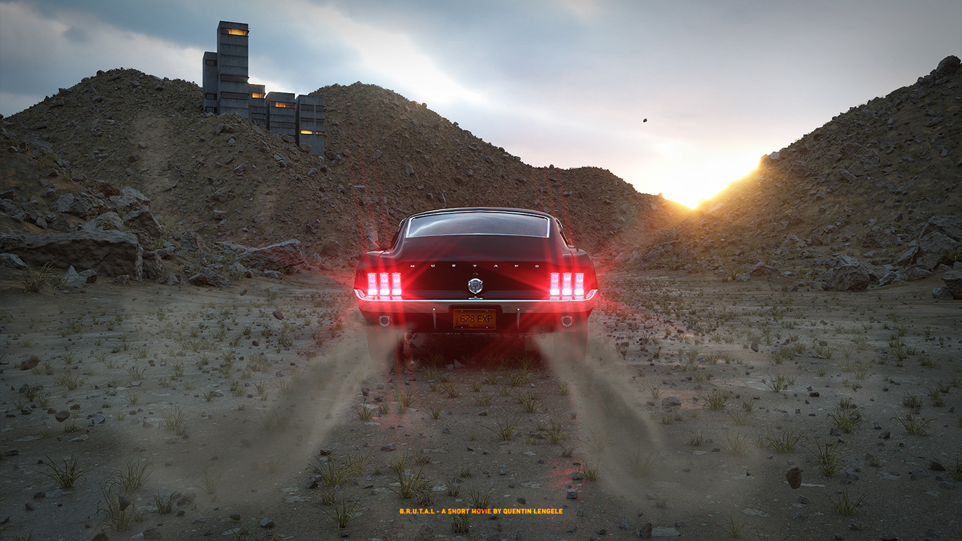 3drender arizona Brutalism CGI houdini musclecar Mustang redshift shortmovie vfx
