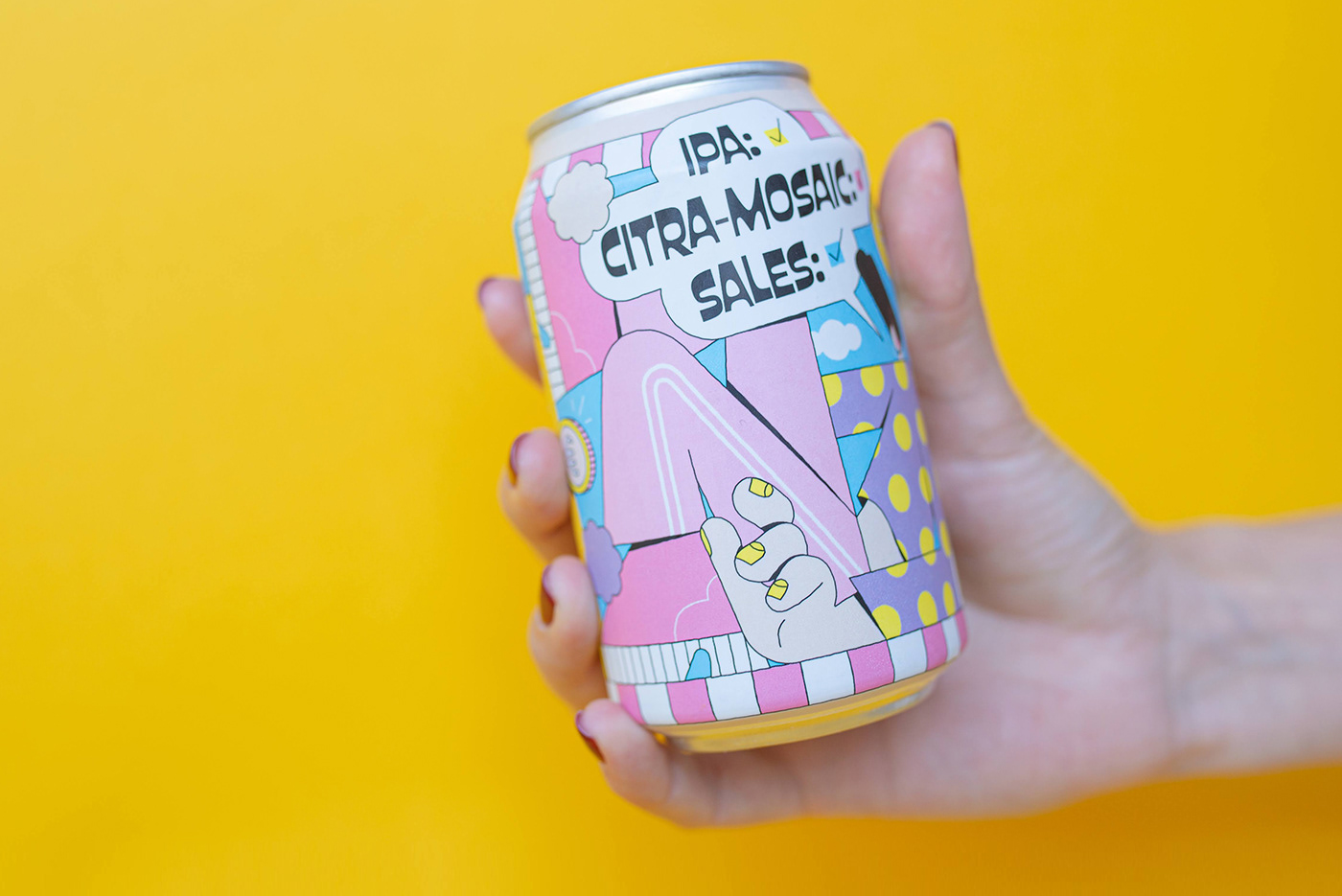 beer can Character colour design funky girl identity modern Packaging