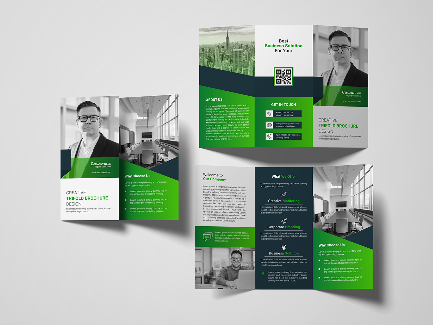 Modern Trifold Brochure Design Green on Behance
