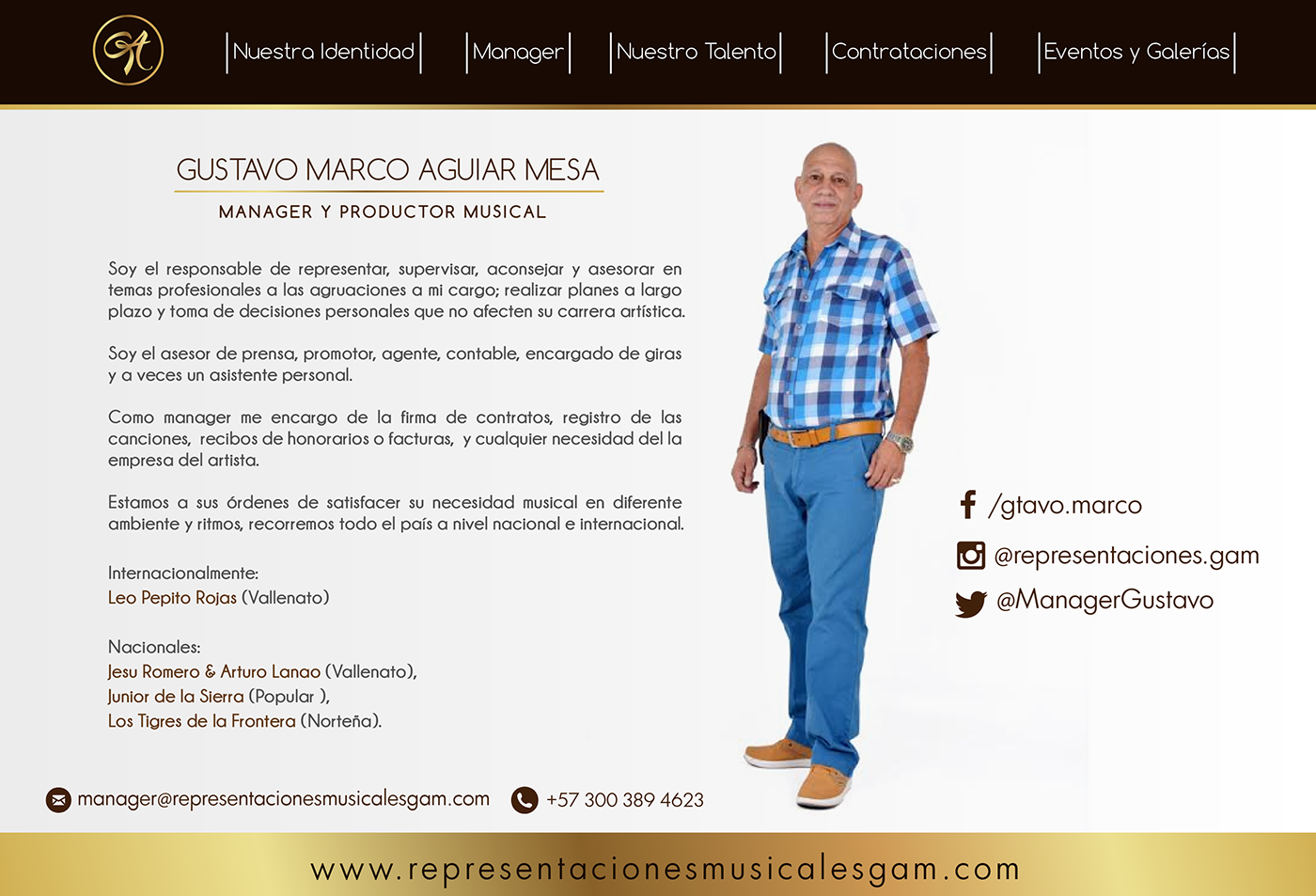 Website desig colombia music manager