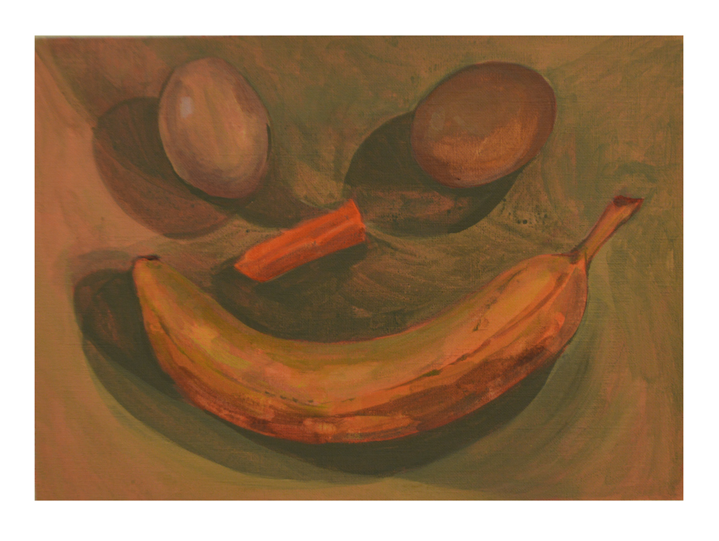 Acrylic Gouache  gouache acrylic painting   still life Fruit bra banana eggs